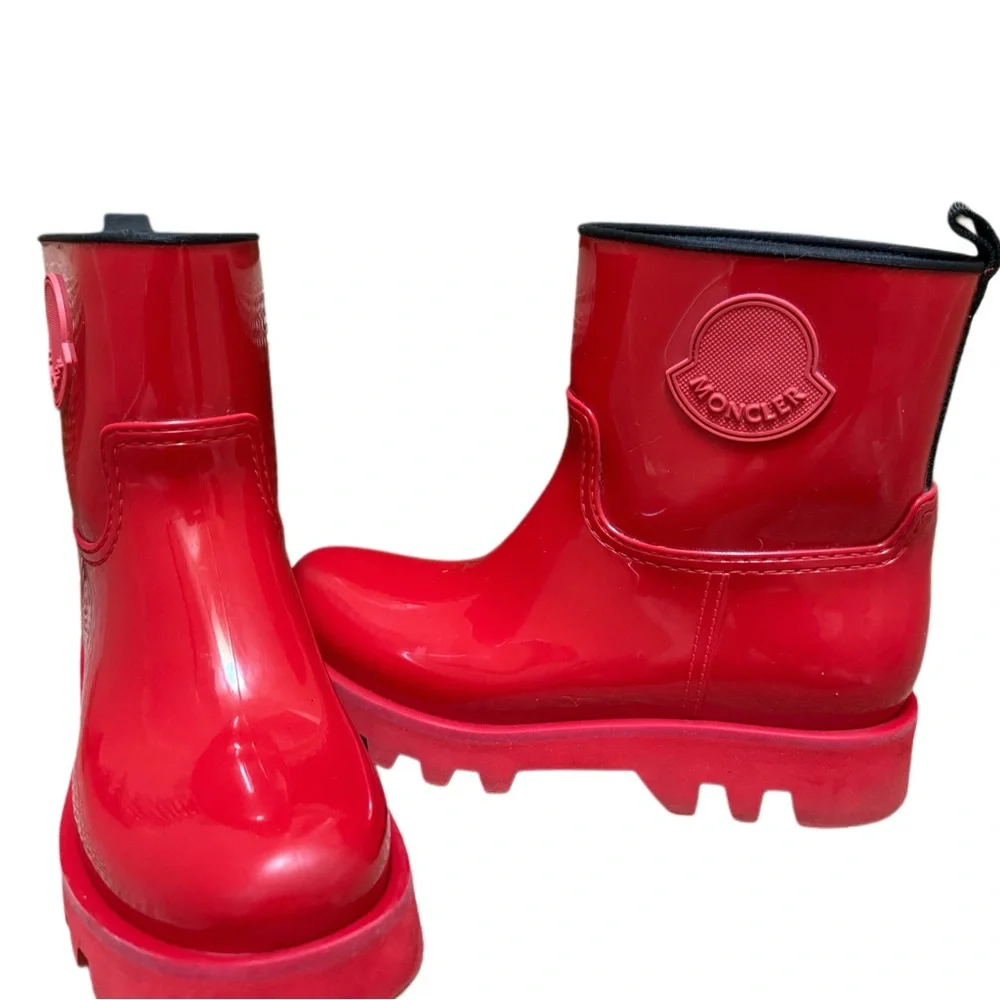-SOLD -AUTHENTIC MONCLER sexy Glossy Red Rain Boots EU 40 US 9.5 - Picture 8 of 15